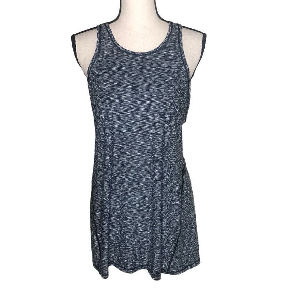 Lululemon‎ Black & White Space Dye Open Back Workout Tank Top Sz M